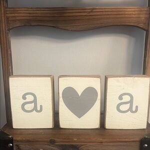 Rustic Wooden Block Decor with Heart and Letters